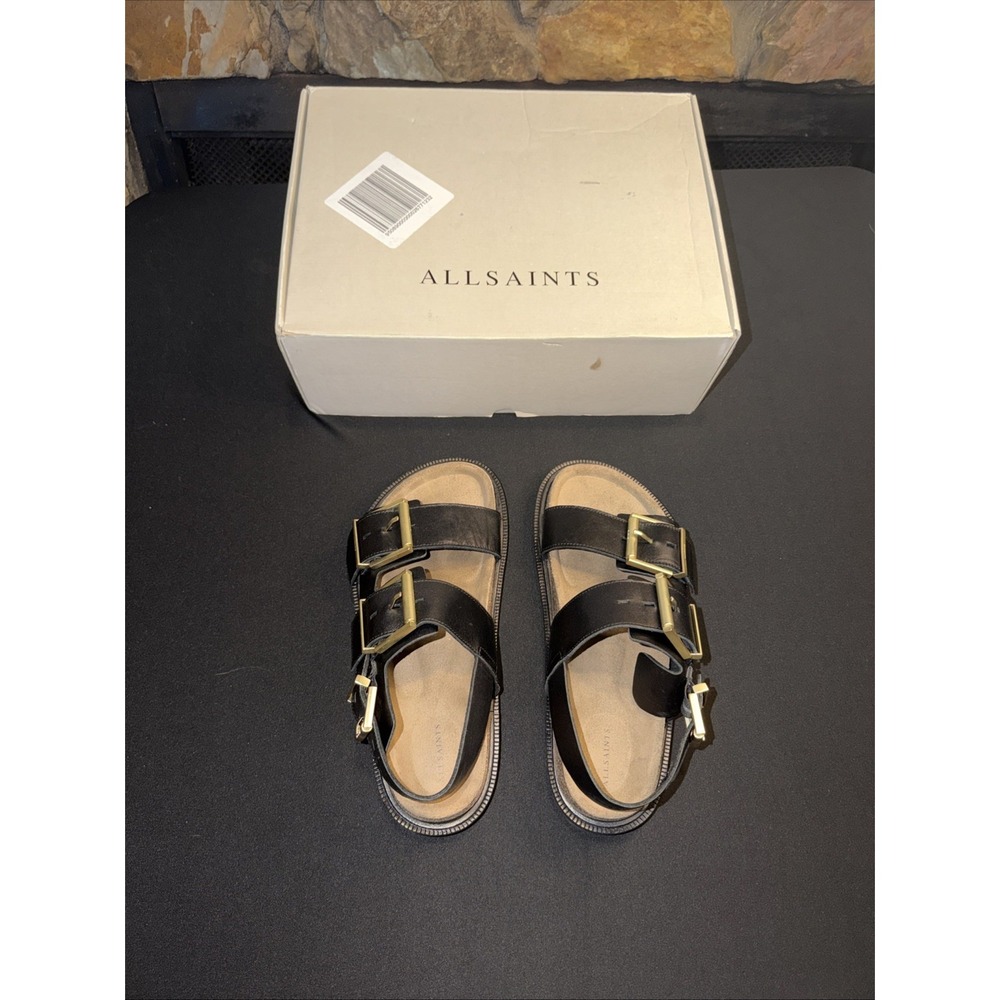 AllSaints ISLA Chunky Leather Women's Sandals Black size US10 EU40 NIB $249 - Picture 4 of 13